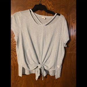 Light blue and white blouse